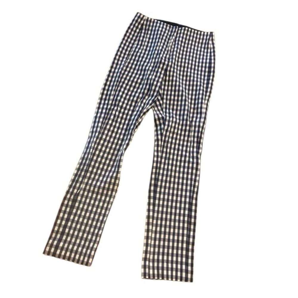 Ann Taylor Women’s Gingham Checkered Pants Elastic Waist Size 0 blue white - Picture 1 of 12